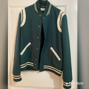 Green Saint Laurent Varsity Jacket. Size Small